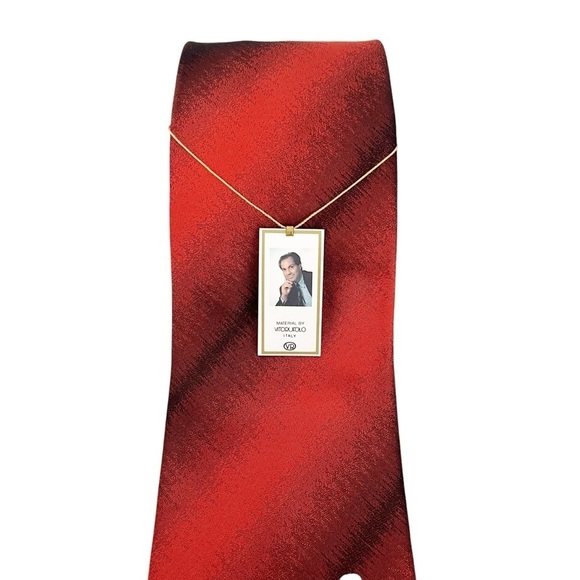 NWT Vito Rufolo Italy Men's Neck Tie Red Black Silk 58 in. Office Work Career - Picture 2 of 5